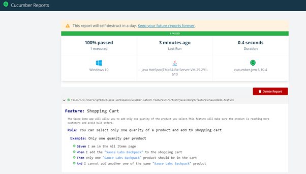Sample Online Cucumber Report