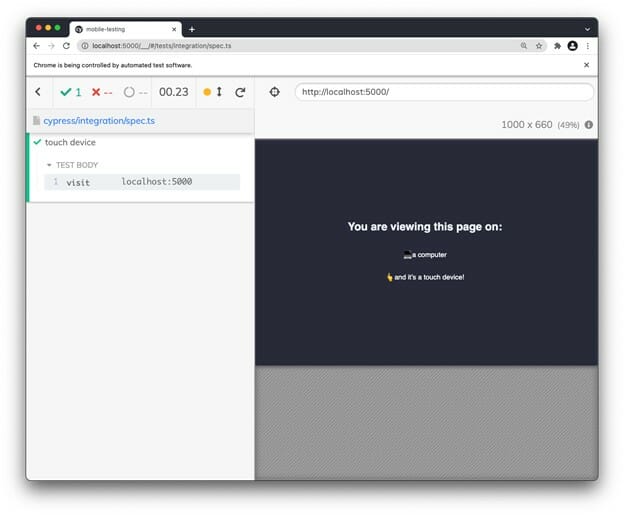 displays whether we’re viewing the page on a computer that is a touch device, or one that is not, in Cypress.