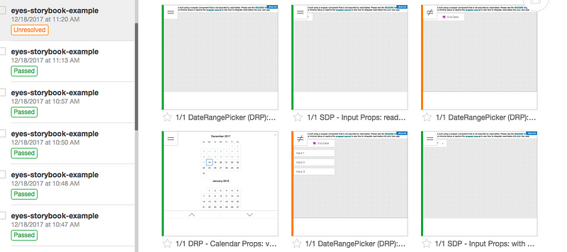 Showing diffs of components in Storybook