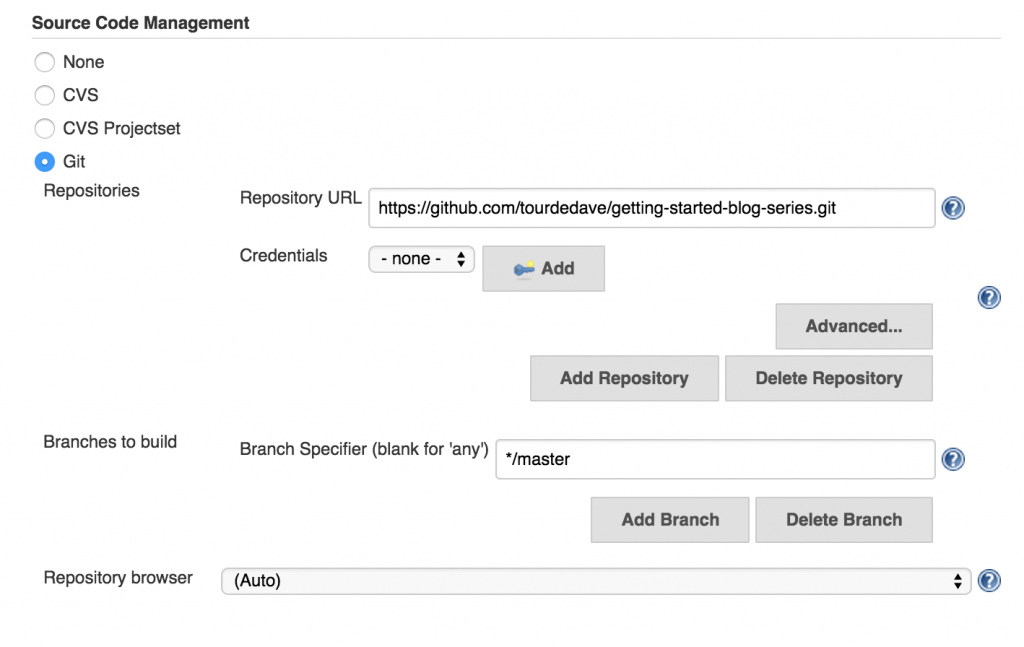 Jenkins CI - source code management 