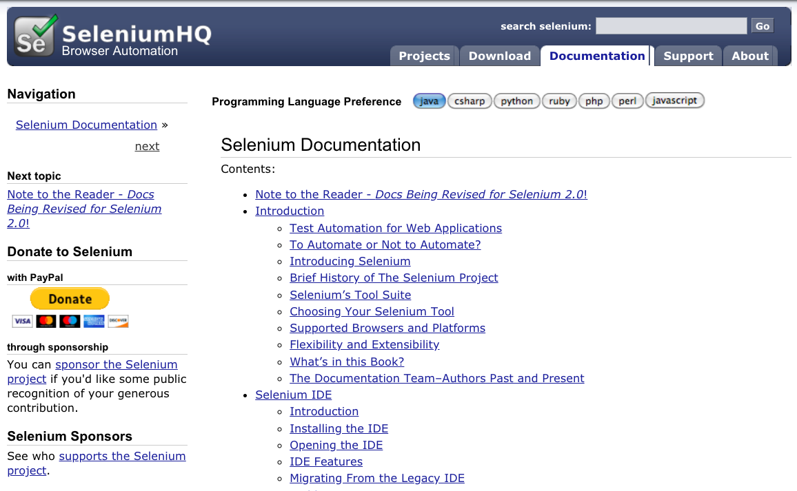 Selenium documentation example