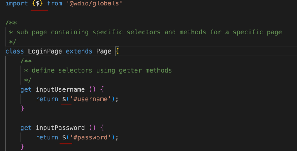 WebdriverIO 8 global definitions code snippet screenshot